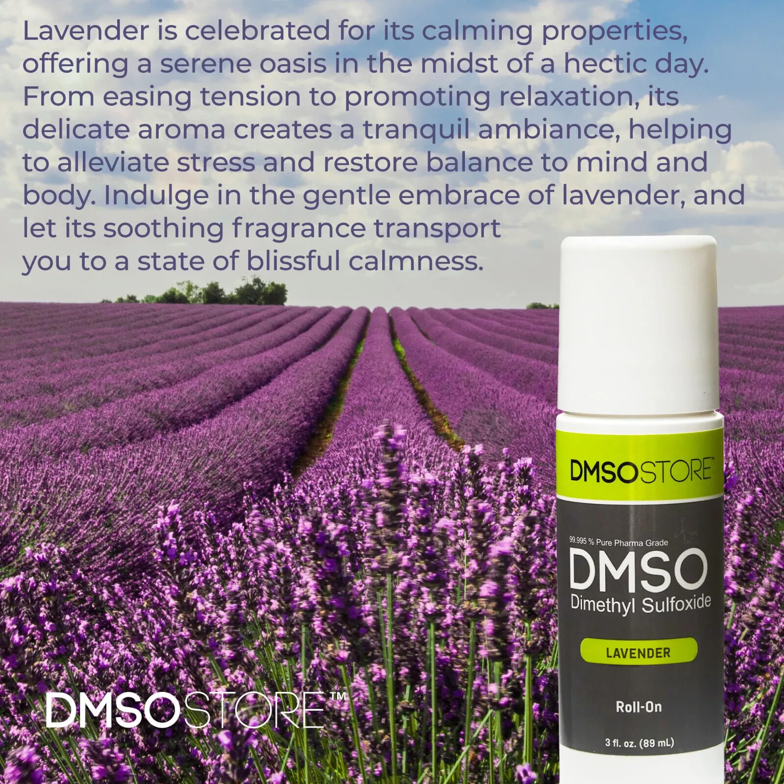 DMSO Roll-on Lavender Scented: 3oz. 99.995% Pure Soothe Aches, Relaxes (2 pack)
