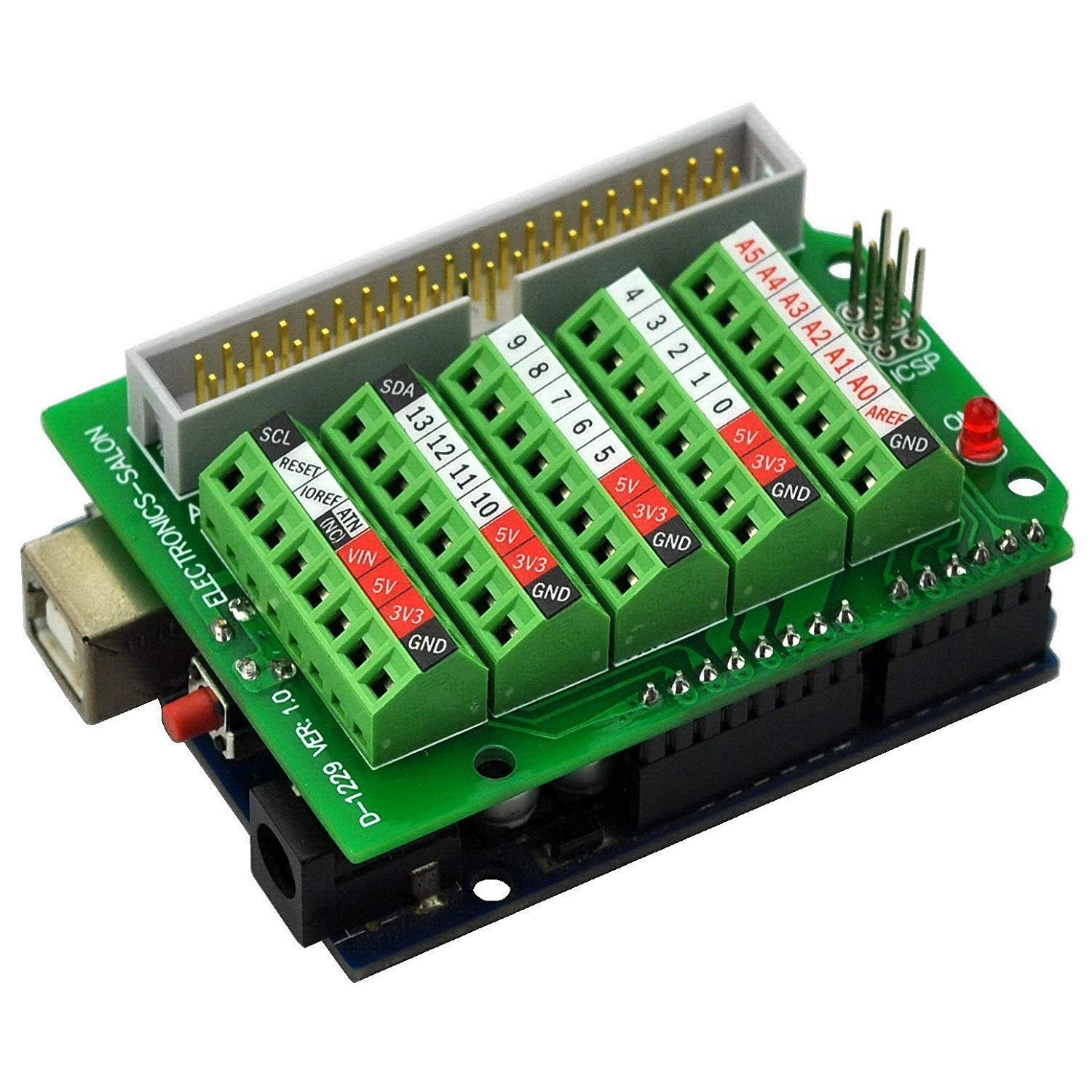 Arduino Screw Terminal Block Breakout Module, for Arduino UNO R3.