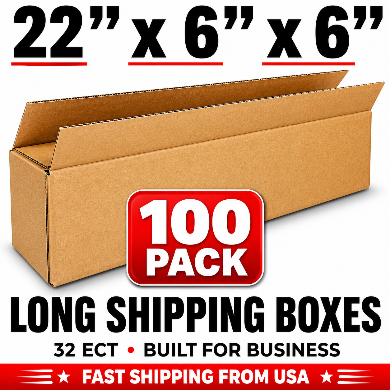 100 22x6x6 Cardboard Paper Boxes Mailing Packing Shipping Box Corrugated Carton