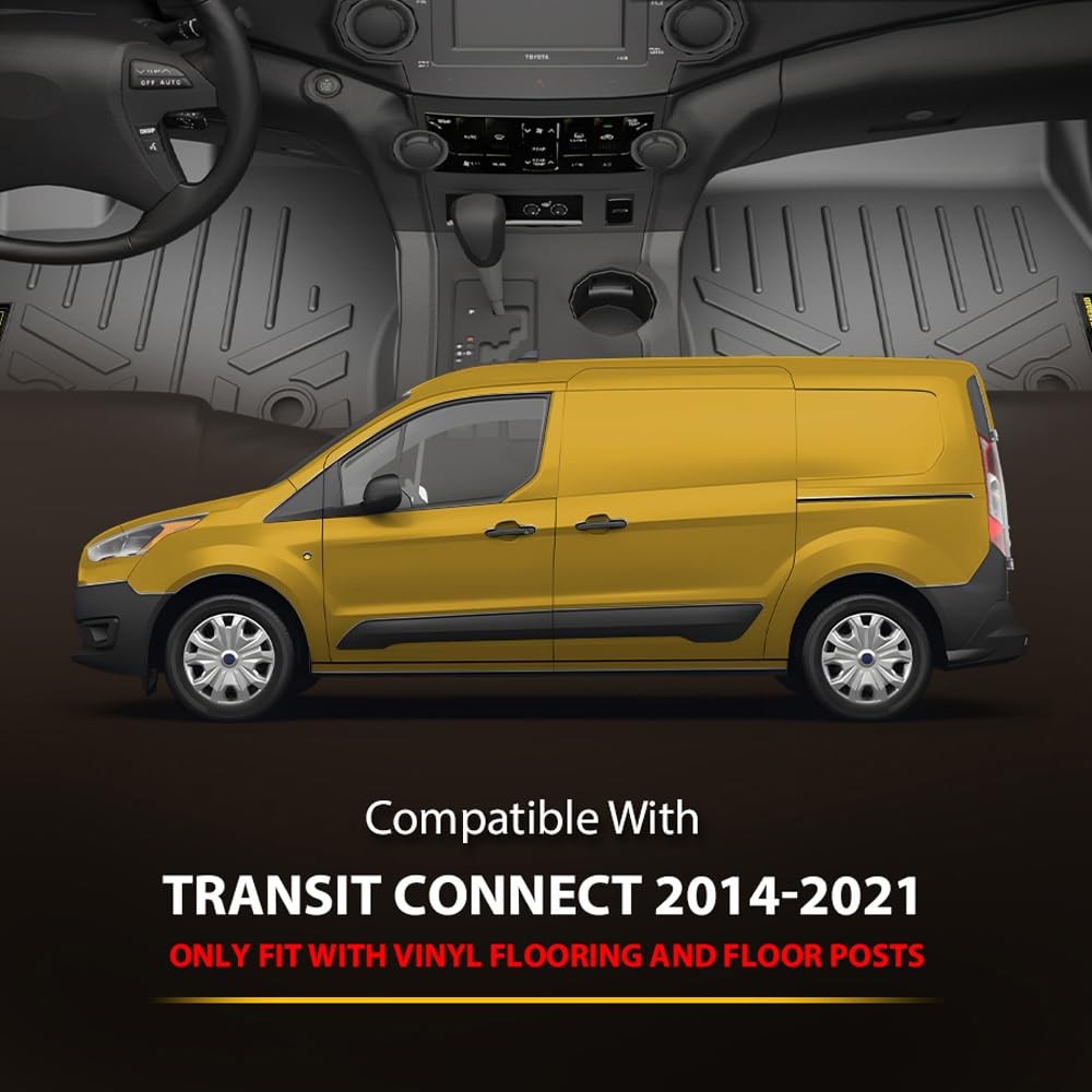 TPE Floor Mats Cargo Liners for Ford Transit Connect 2014-2021 2PCS All-Weather