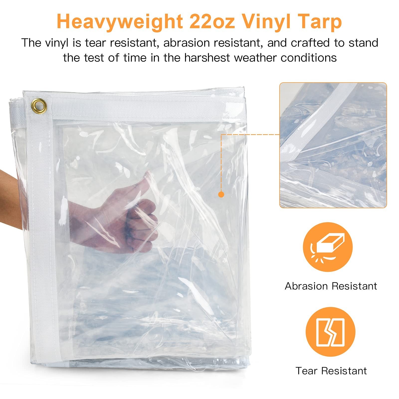 7 x 9FT Outdoor Clear Tarp Curtain Waterproof Wind-Proof 24 Mil Transparent V…