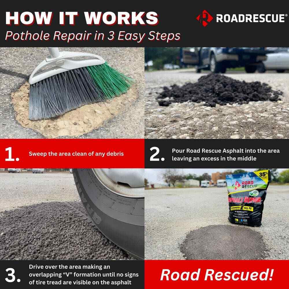 50 Lbs. Asphalt Repair Road Rescue Natural Limestone Rock Blacktop Patch Black