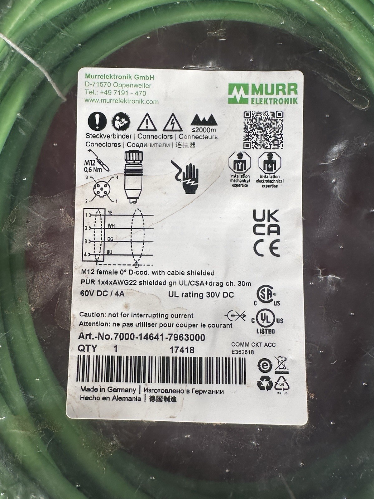 MURR ELEKTRONIK D-71570 Cable Robotic