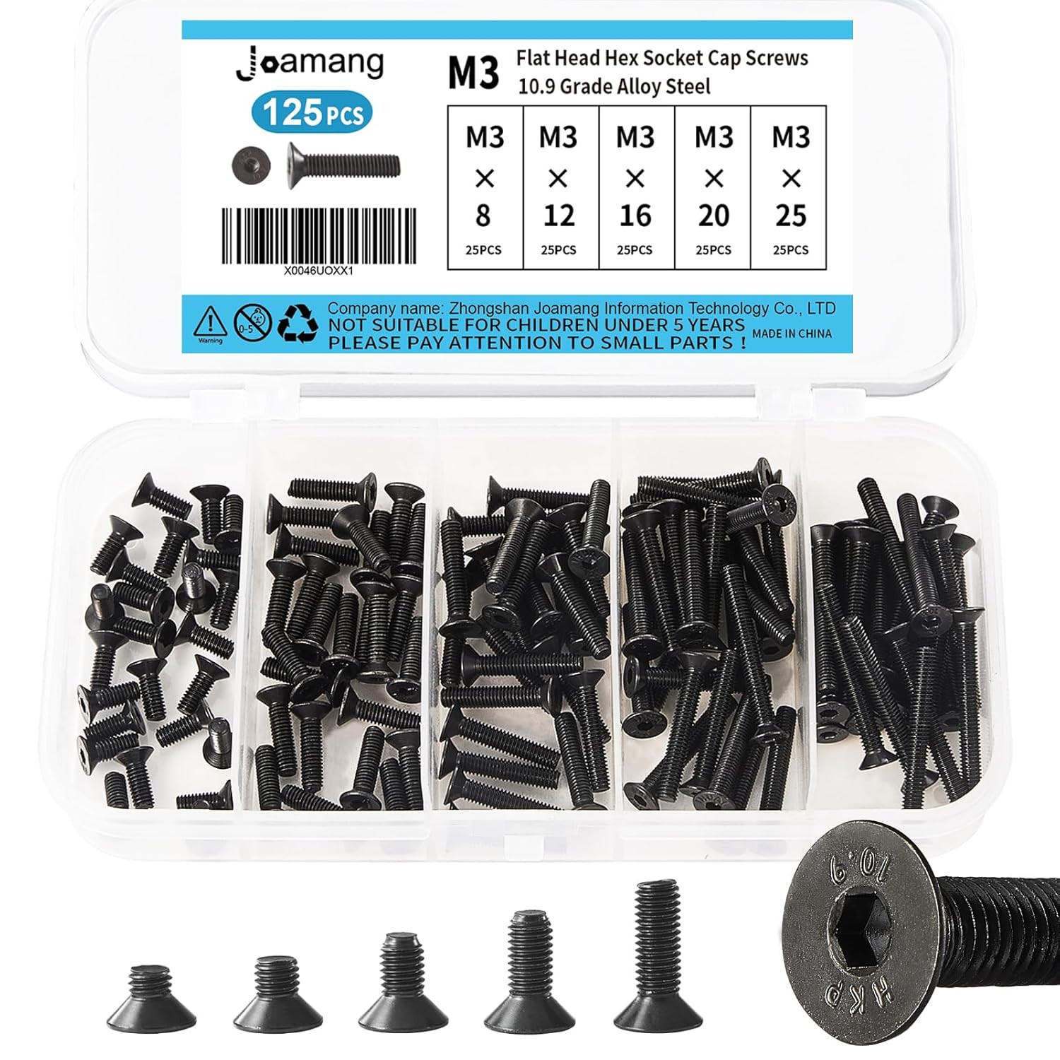 M3 X 8Mm 12Mm 16Mm 20Mm 25Mm Flat Head Hex Socket Cap Screws Countersunk Bolts,