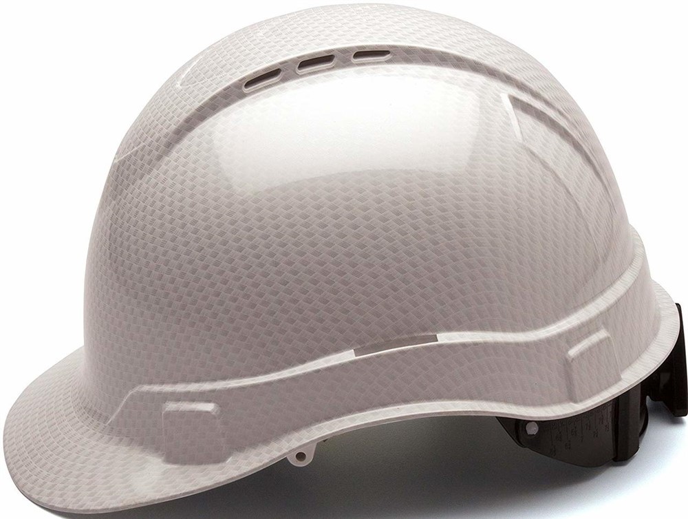 Pyramex Ridgeline Cap Style Vented Hard Hat with 4pt Suspension – White Graphite