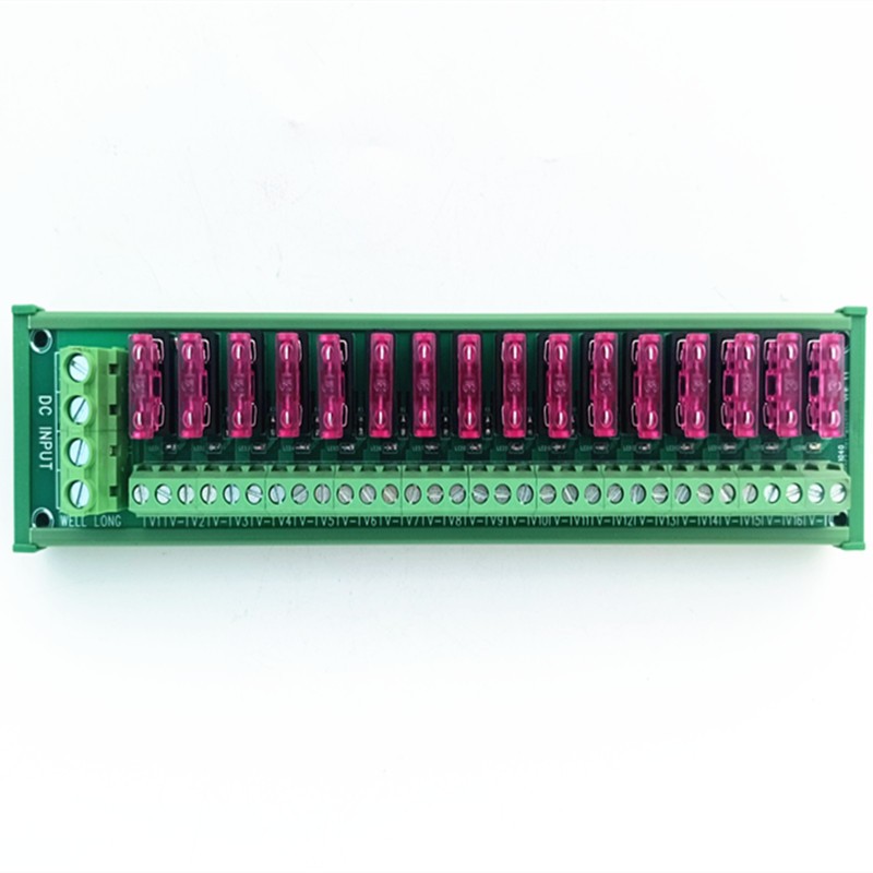 16 Position DIN Rail Mount DC Power Fuse Distribution Strip Module