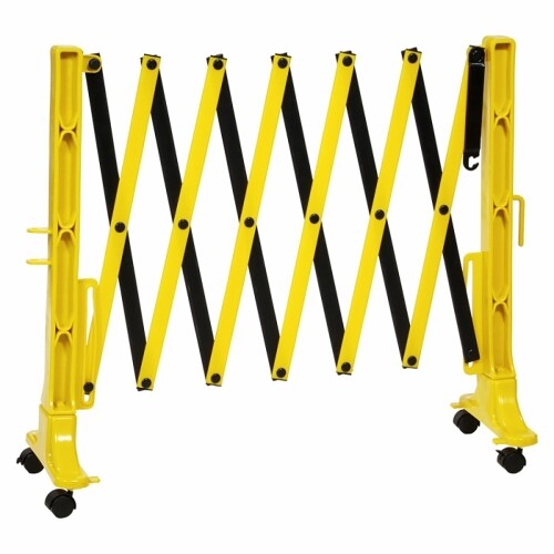 11.5 Feet Black and Yellow Expandable Safety Plastic Barrier With Castors