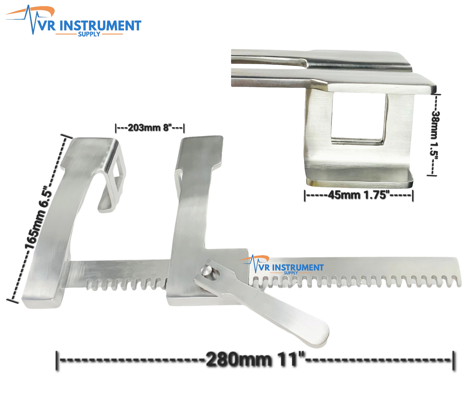 FINOCHIETTO Rib Spreader Retractor German Stainless CE Veterinary Tools 11 Inch