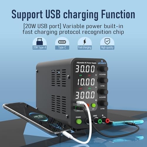 DC Power Supply Variable, 0-32V 0-10A Switching Bench Power Supply with 20W U…