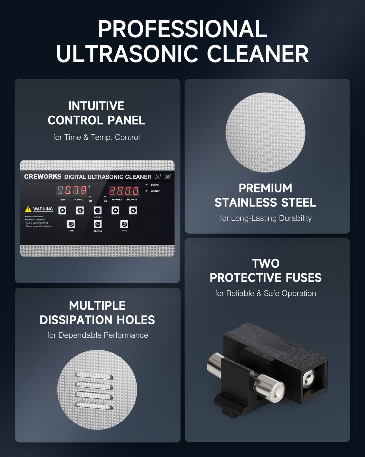 CREWORKS 10L Ultrasonic Cleaner for Machine Parts Auto Tool Jewelry Watch