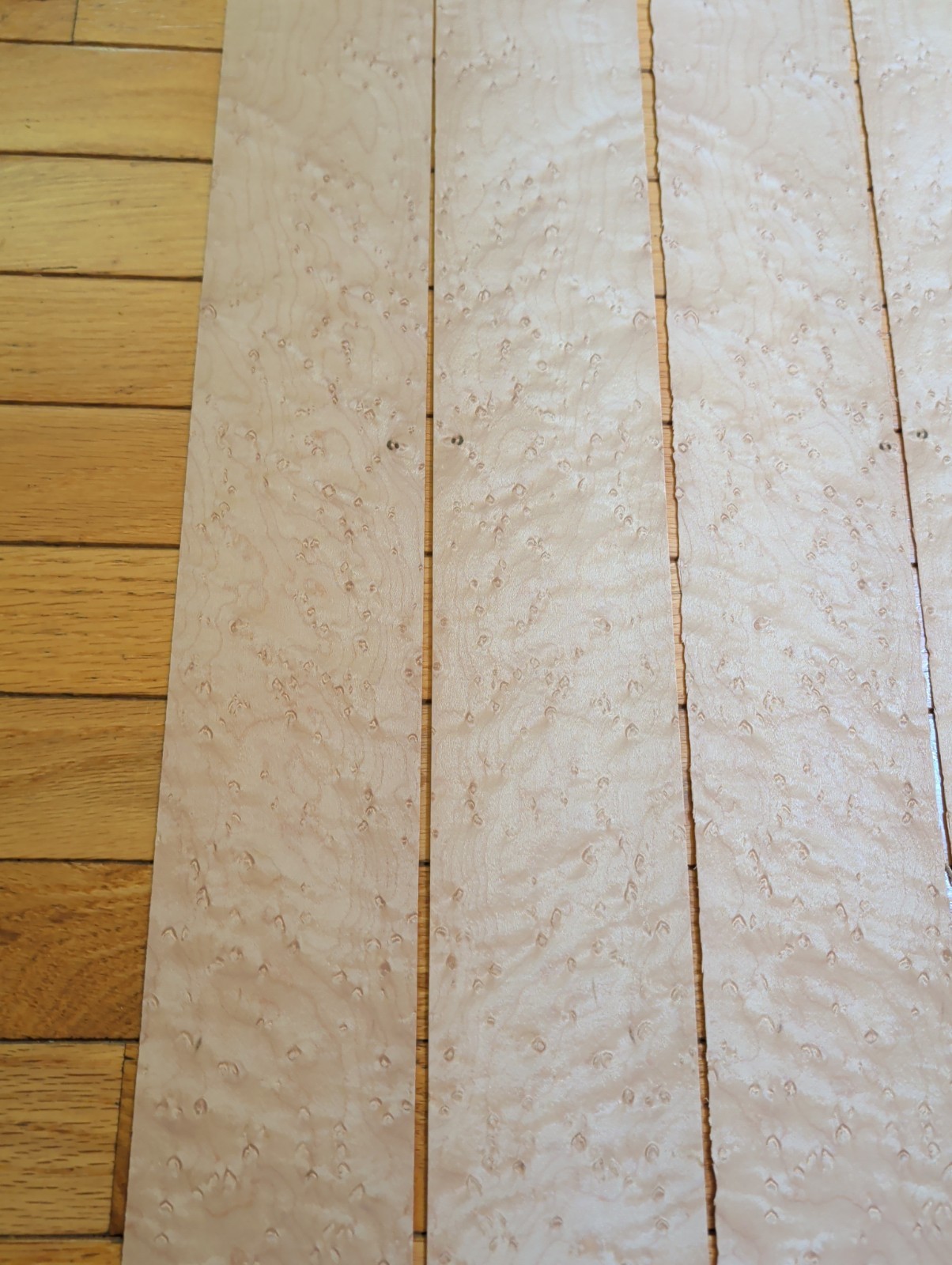 Birdseye maple wood veneer 4 pieces 3 1/2″ x 31″ each 1/42″