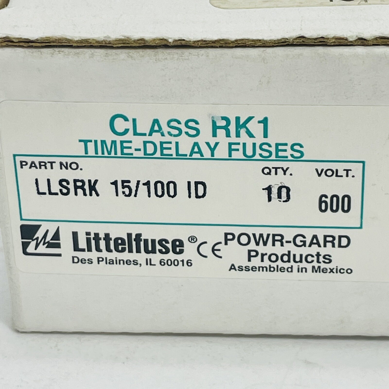 Qty 1 Littelfuse LLSRK 15/100 ID Class RK1 Time-Delay Fuse 600V 15/100A ~NEW~