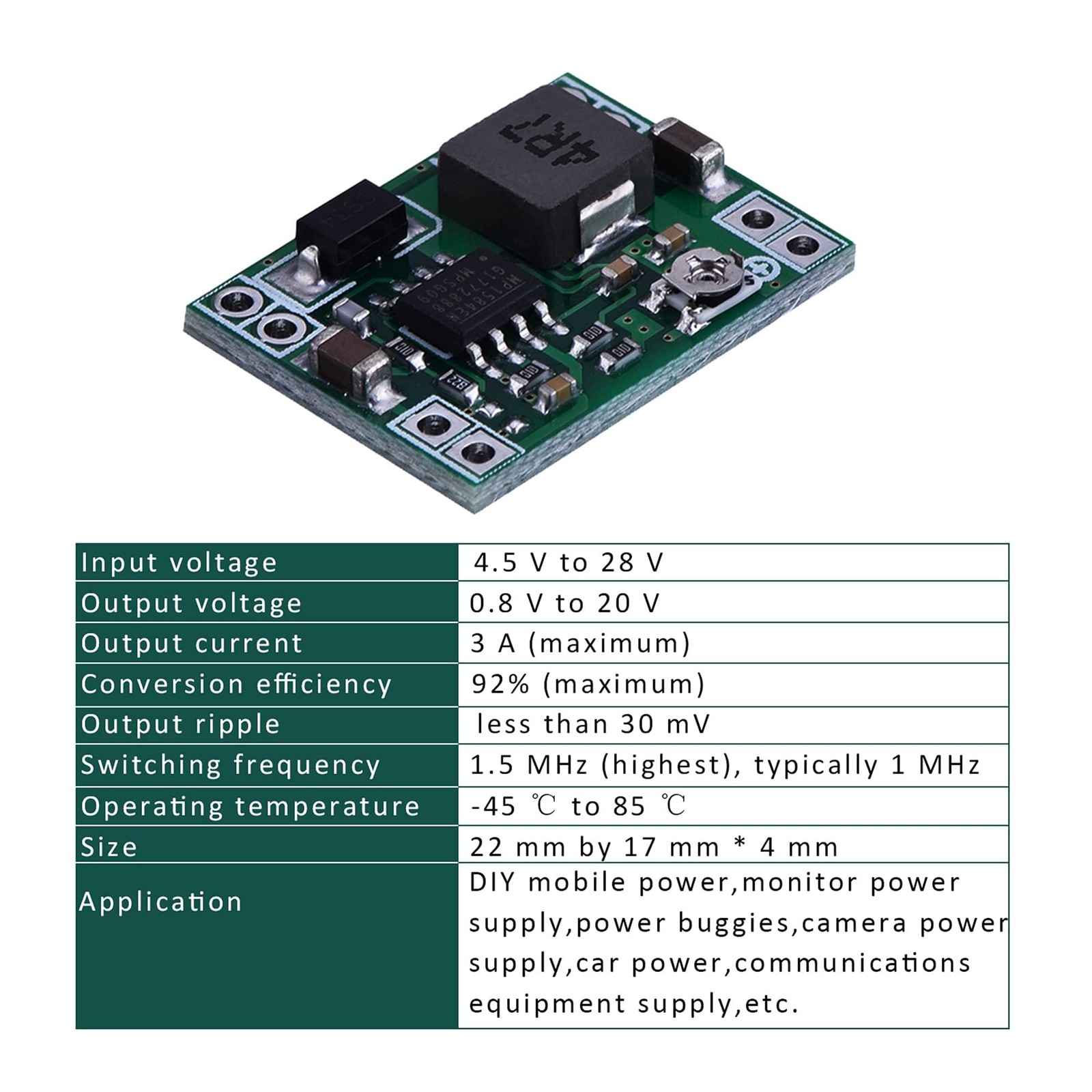 Mini MP1584EN DC-DC Buck Converter Adjustable Module 24V to 12V 9V 5V 3V 6 Pack