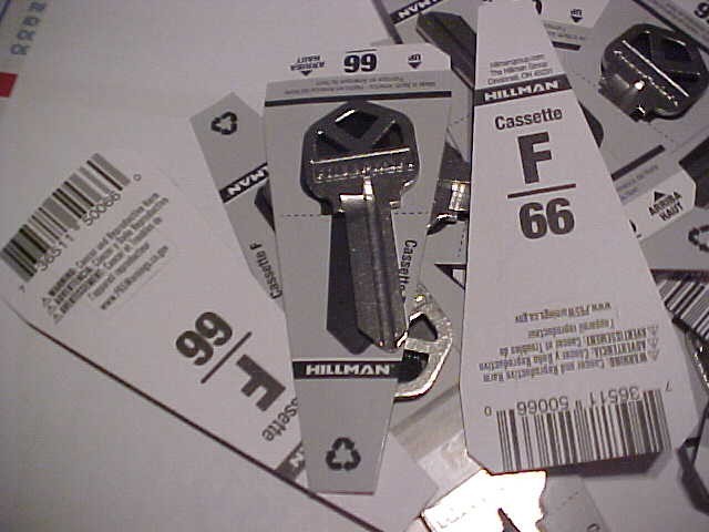 Qty 20 HILLMAN kw1/66 House Key Blank Cassette F Ships free