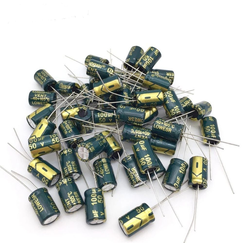 100uF 50V Low ESR Electrolytic Capacitor 105C Radial High Freq 5pk 10pk 25pk