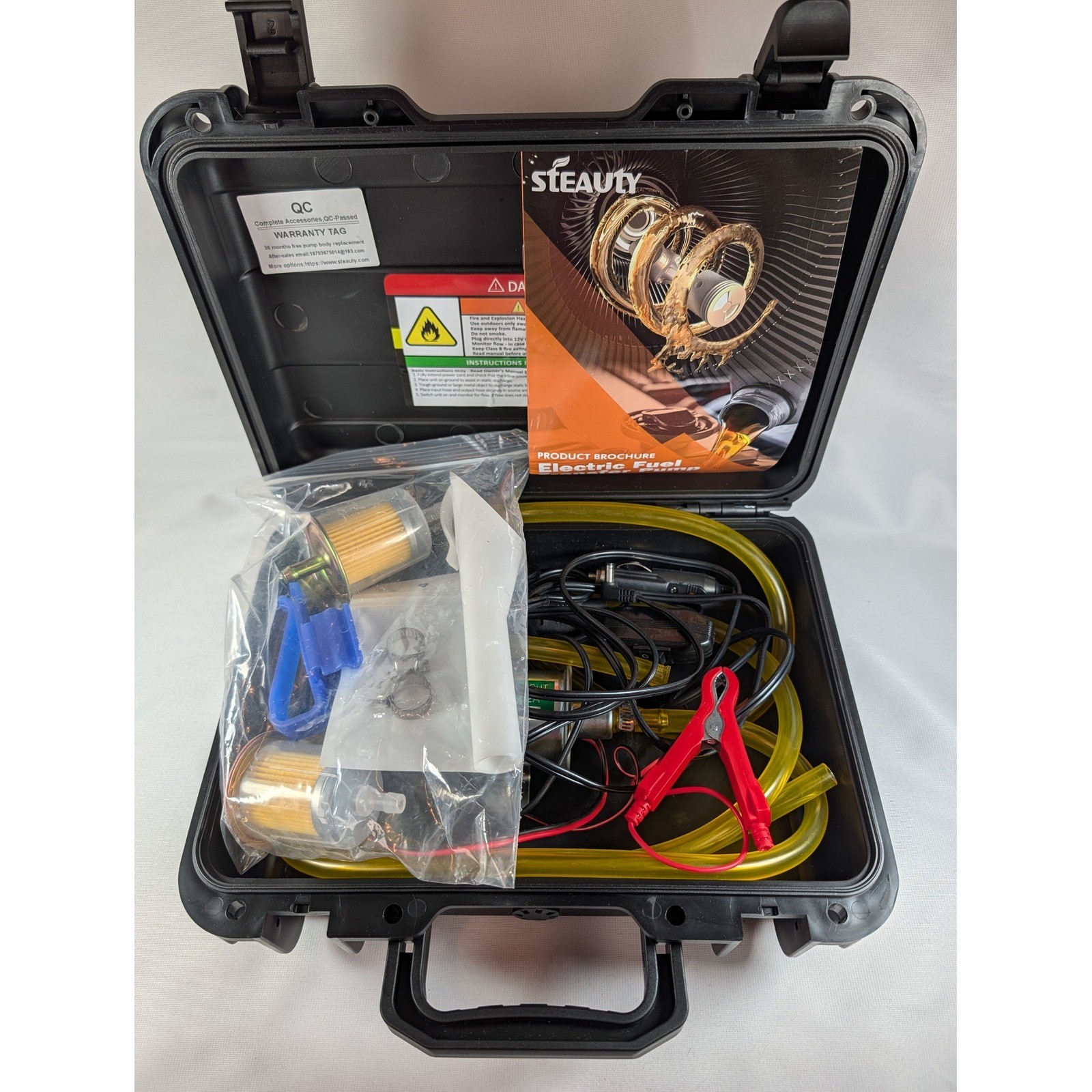 Steauty 12V Electric Fuel Transfer Pump Kit Portable with Hard Case and Filters