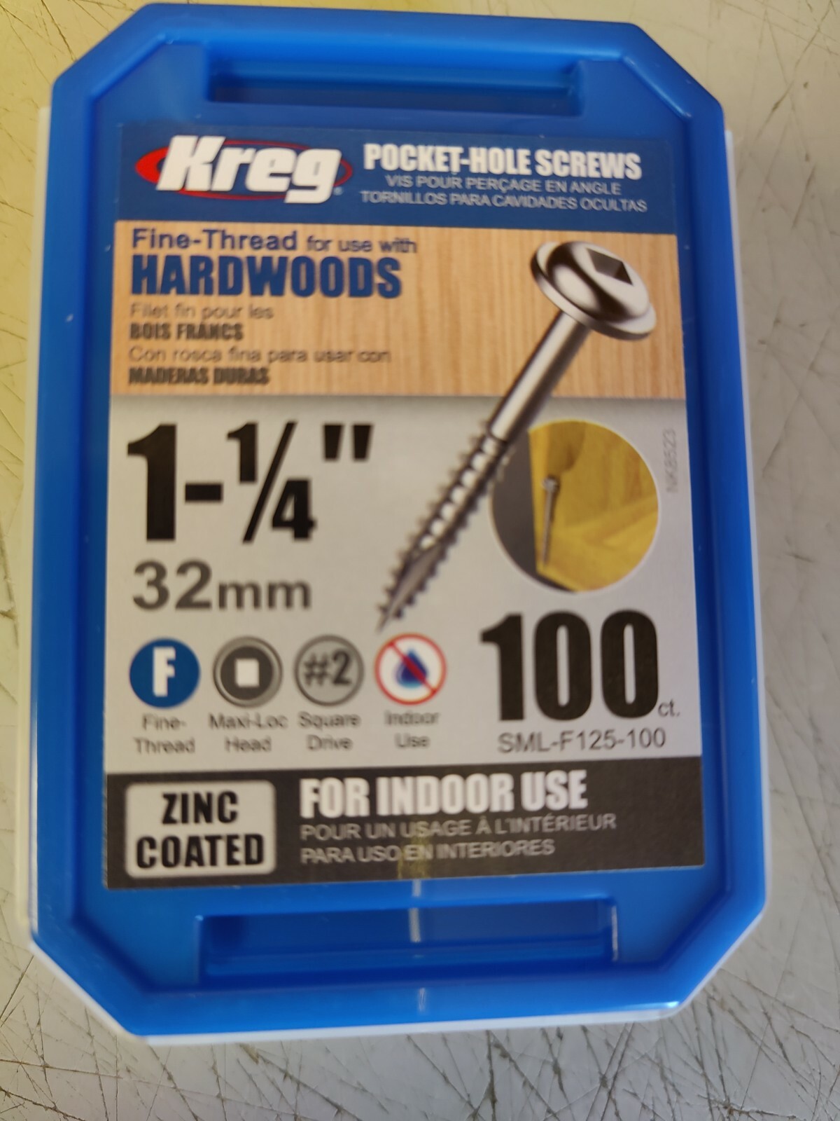 Kreg 100 CT Pocket-Hole Screw 1-1/4 in. 32 MM FINE THREAD LOT OF 4