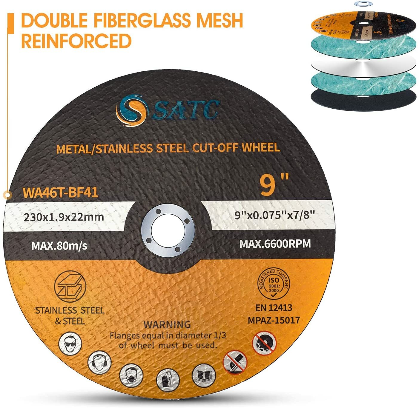10 Pack 9″ x .075″ x 7/8″ Cut-off Wheels Metal Cutting Wheel 9Inch Cutting Discs