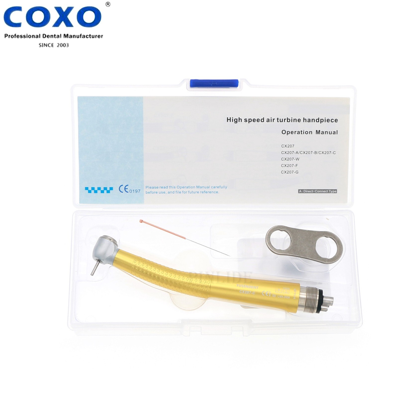 US COXO Dental High Speed Colorful Handpiece CX207-C Air Turbine 4 Holes M4 Blue