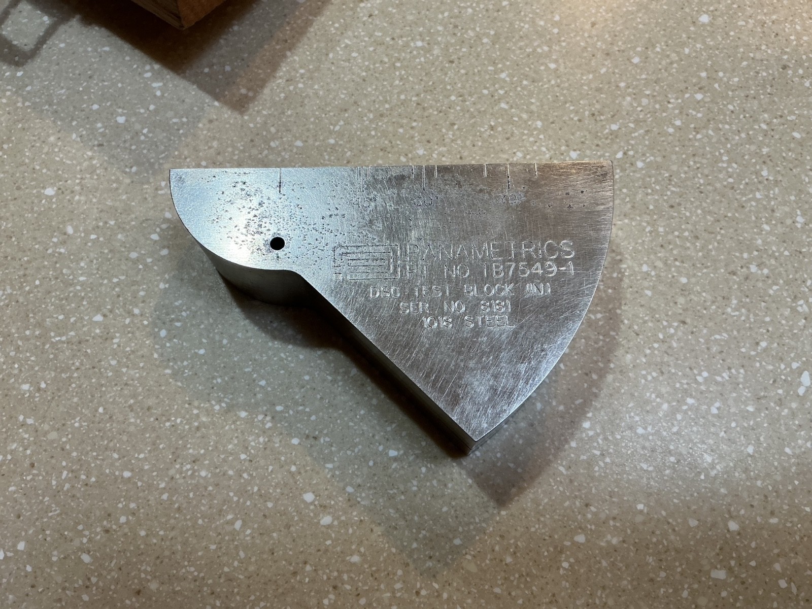 Ultrasonic testing DSC test block, steel, Panametrics TB7549-1