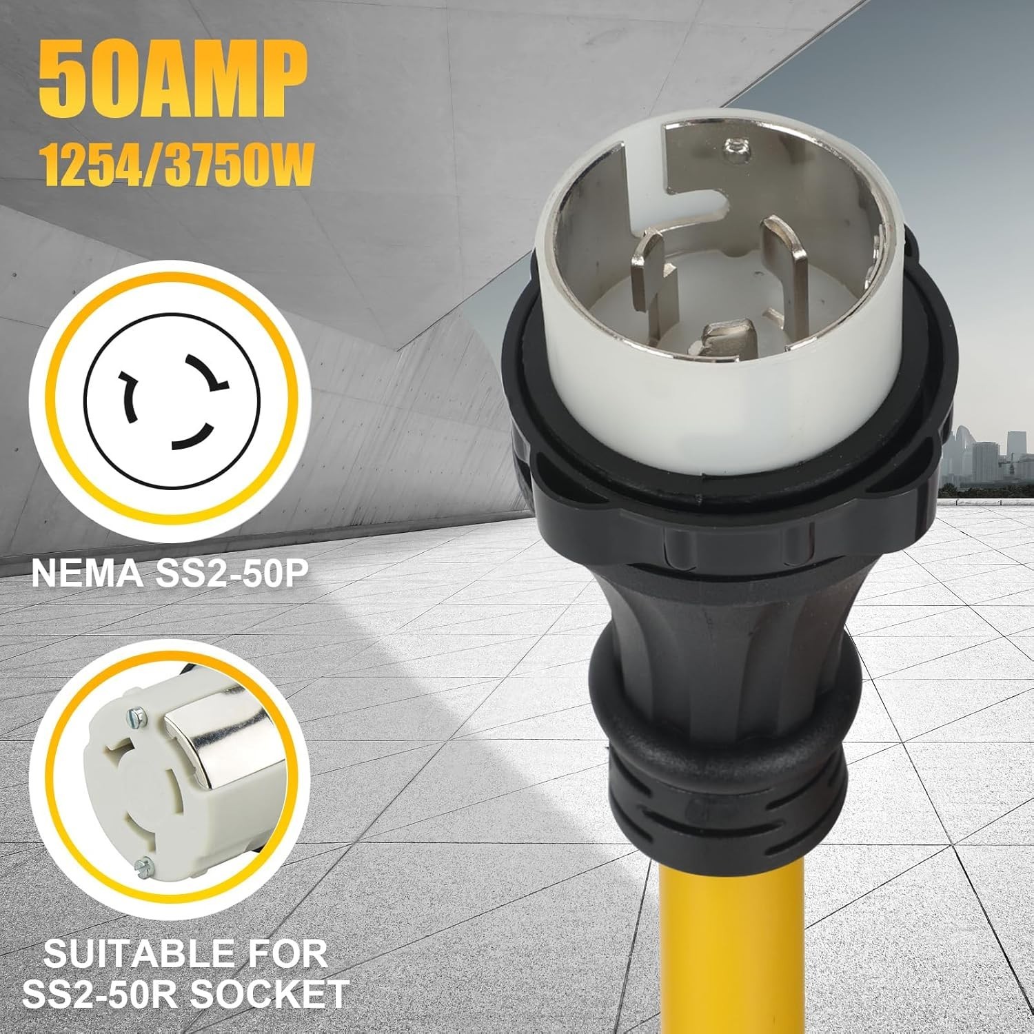 NEMA SS2-50P to 6-50R Welder Adapter Cord, 50Amp Locking Twist SS2-50 Male Plug