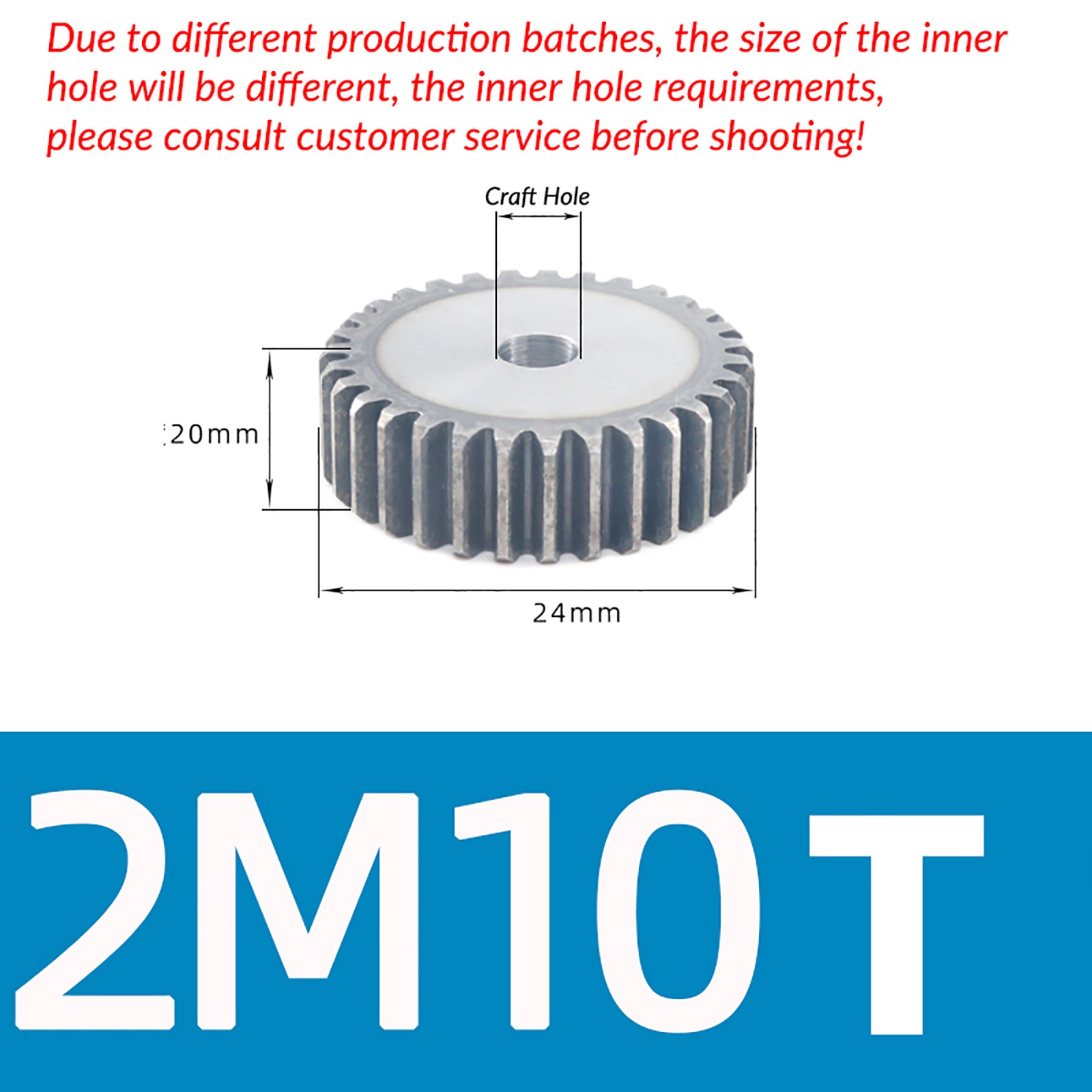 Mod 2 45# Steel Spur Gears Pinion Gear Thickn 20mm 10T – 100T Transmission Gear