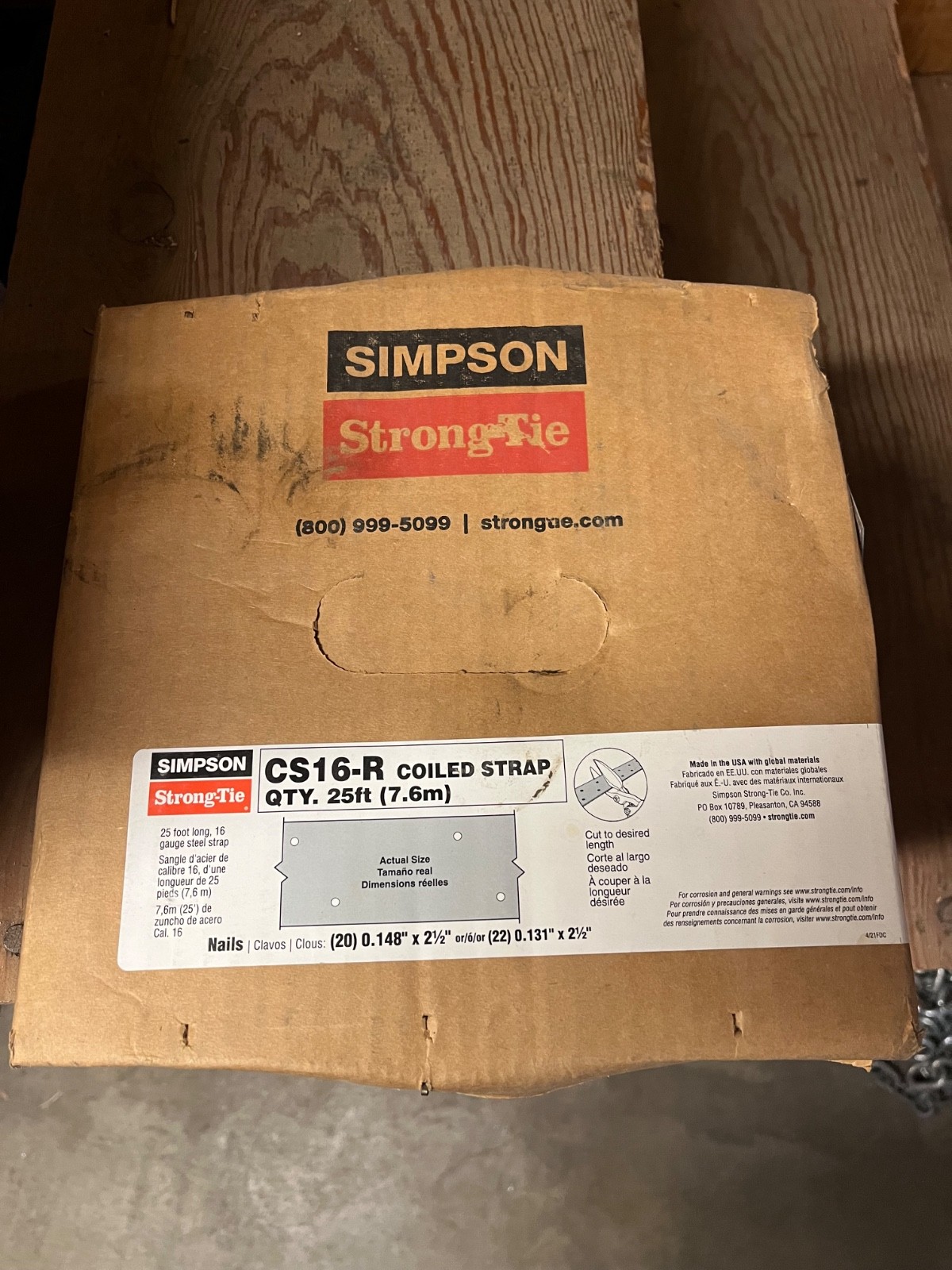 Simpson Strong-Tie CS16-R Coiled Strap 25ft. (7.6m), 16 Gauge