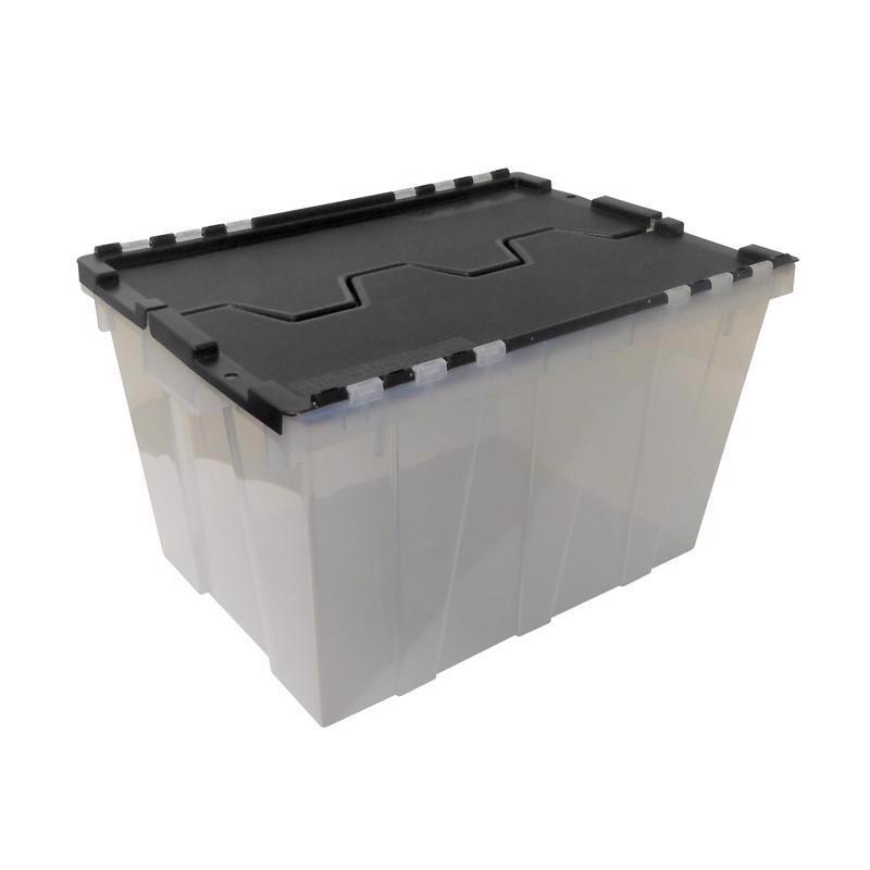 Greenmade Instaview 12 gal Black/Clear Hinged-Lid Tote Stackable (4-pack)