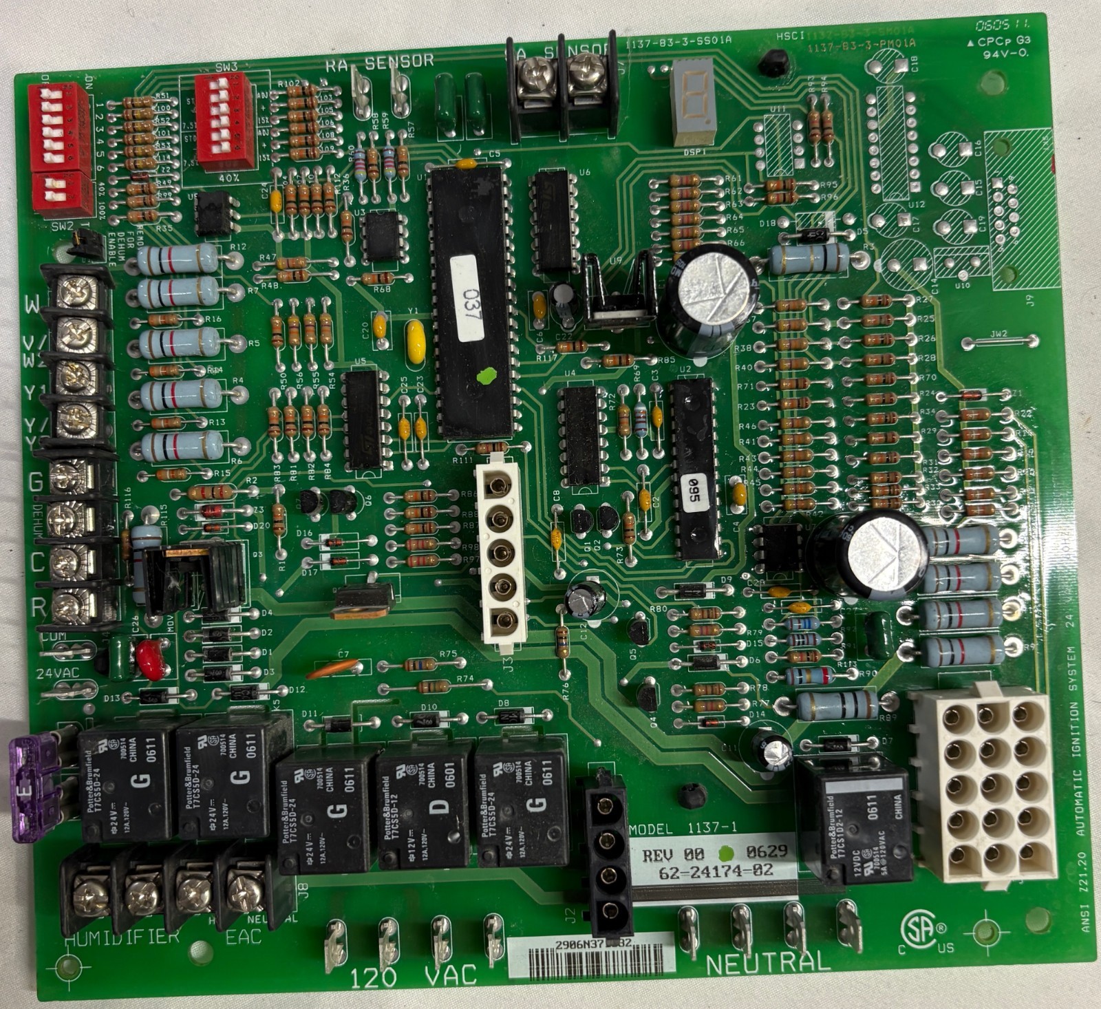 Rheem Ruud 62-24174-02 Furnace Control Board OEM 1137-1 Works Perfect Shipped!