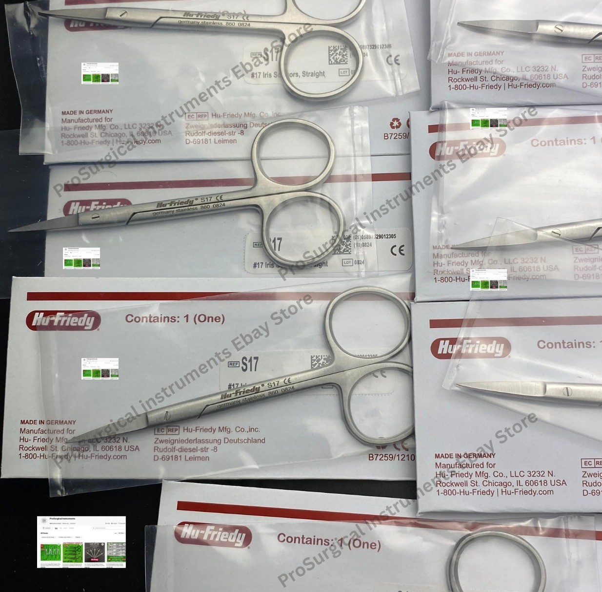 Hu-Friedy Iris Straight S17 Scissors 4.5″ German Stainless Steel Lot of 9x