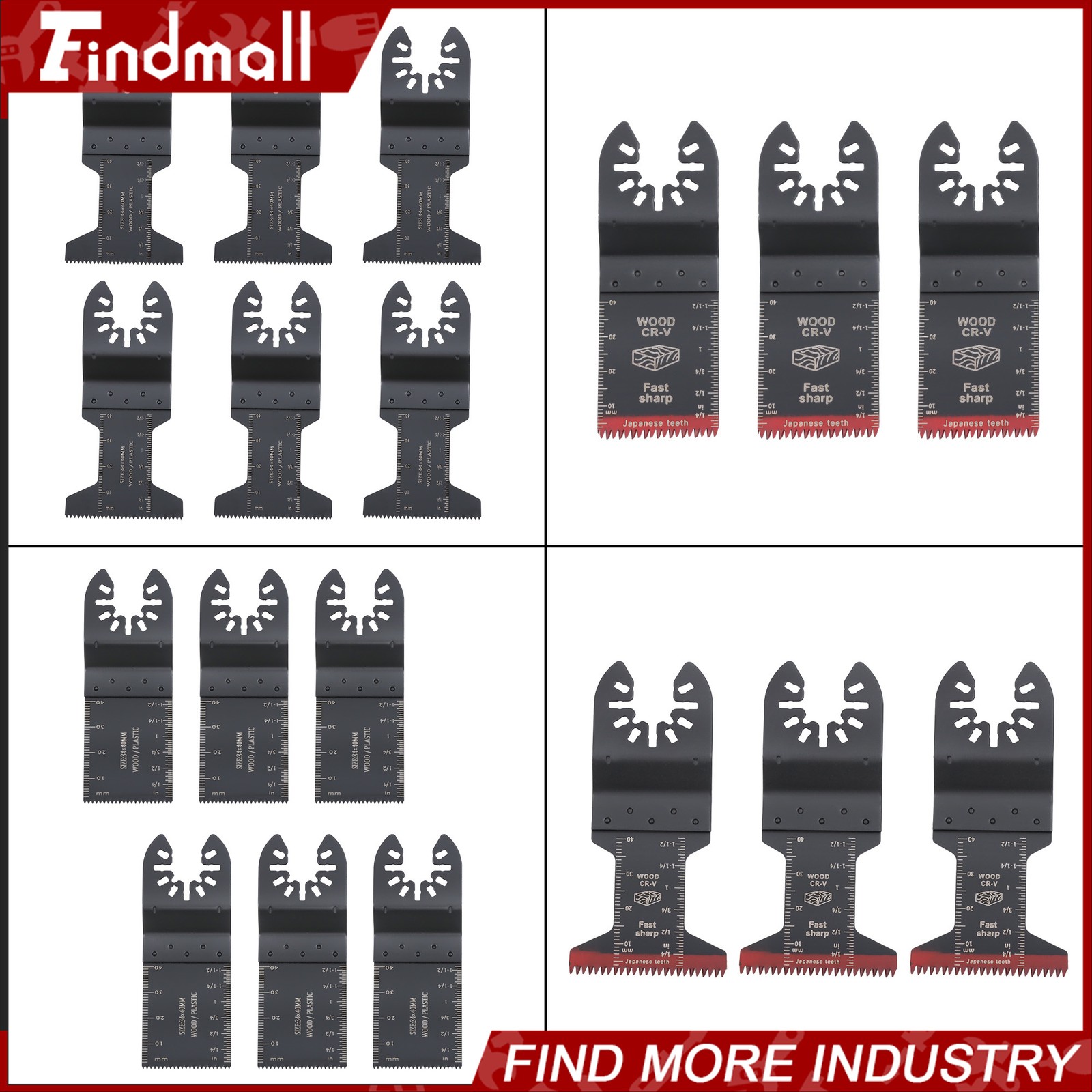 Findmall 116Piece Oscillating Tool Blades Set with Cutting & Sanding Pads
