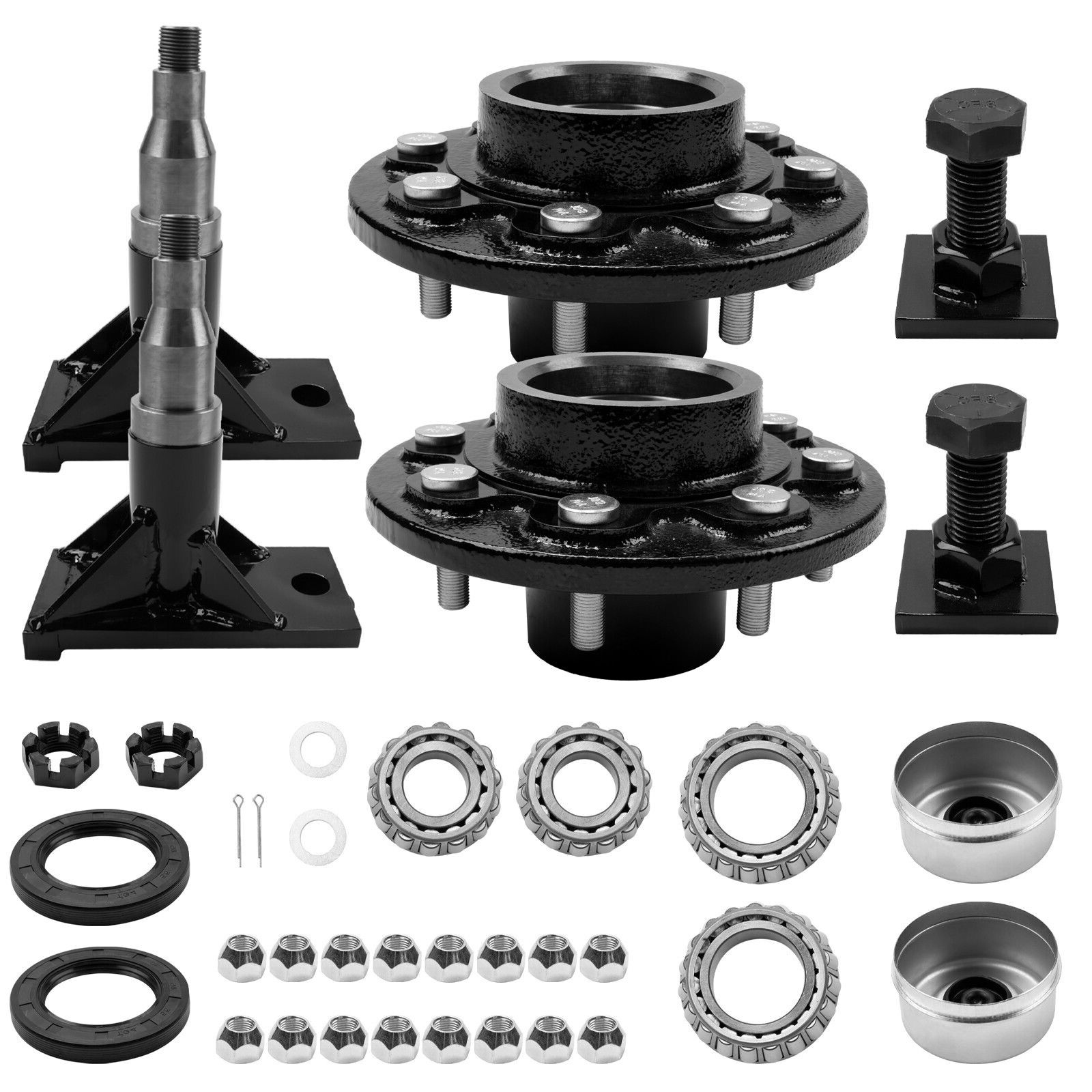 8 x 6.5 Lug Bolt On Wheels Fit For shipping Container Hub and Spindle Kit 8000LB