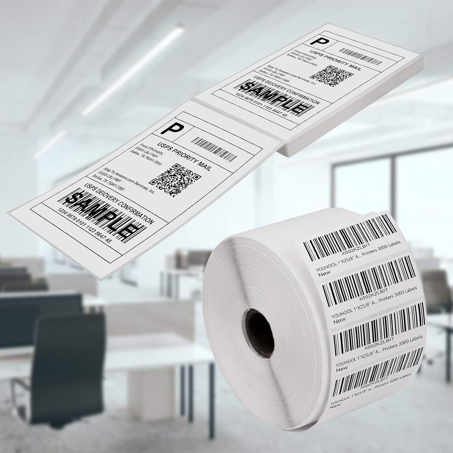 1″x2 5/8″ Direct Thermal Labels 2000/Roll Barcodes Shipping Stickers FBA FNSKU
