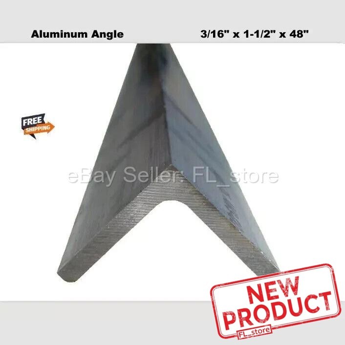 Aluminum Angle 3/16″ x 1-1/2″ x 4 Feet Unpolished Alloy 6061 90° Stock NEW