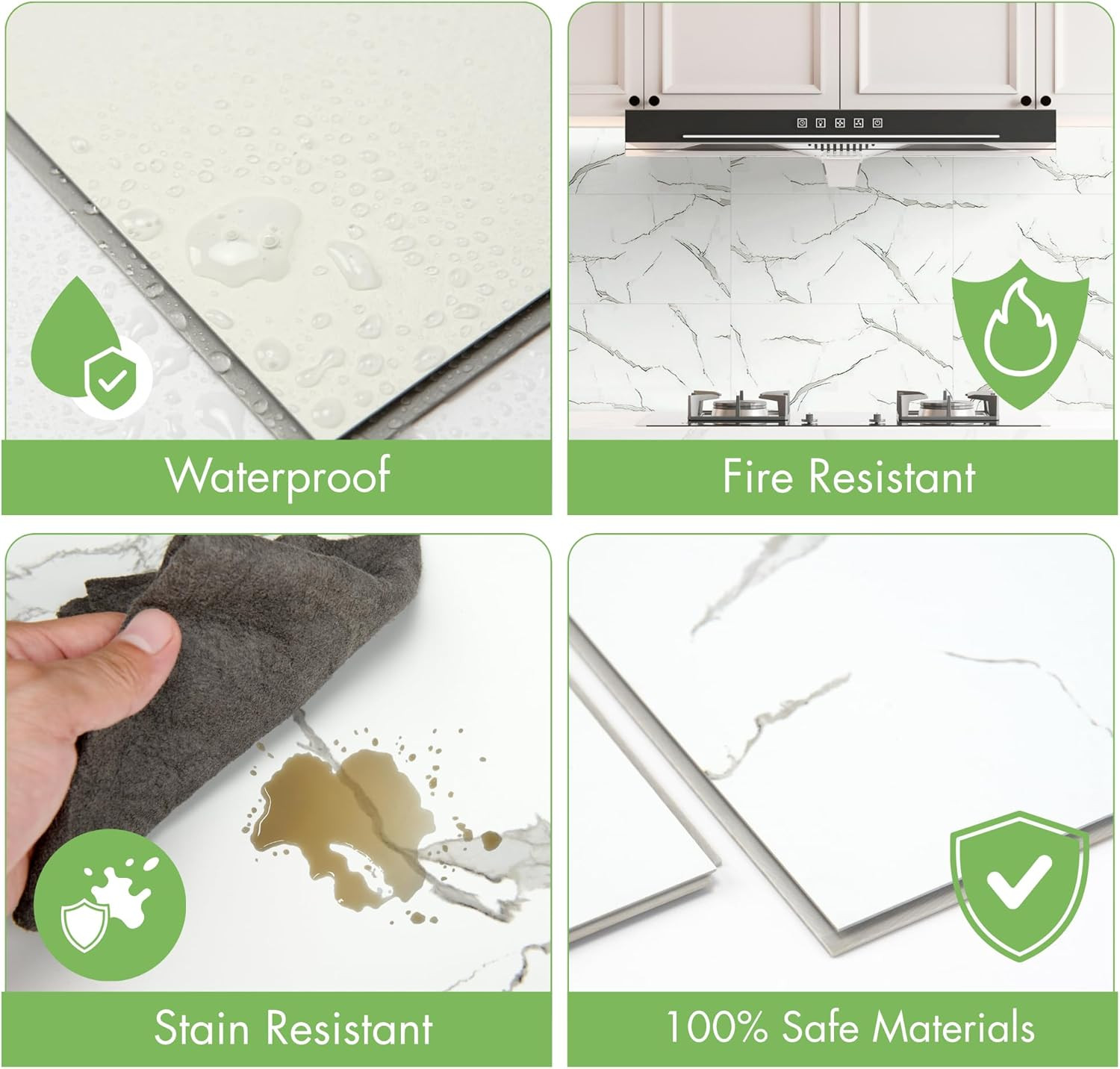 10-Pack 24″x12″ Waterproof Marble White Wall Panels for Home Decor