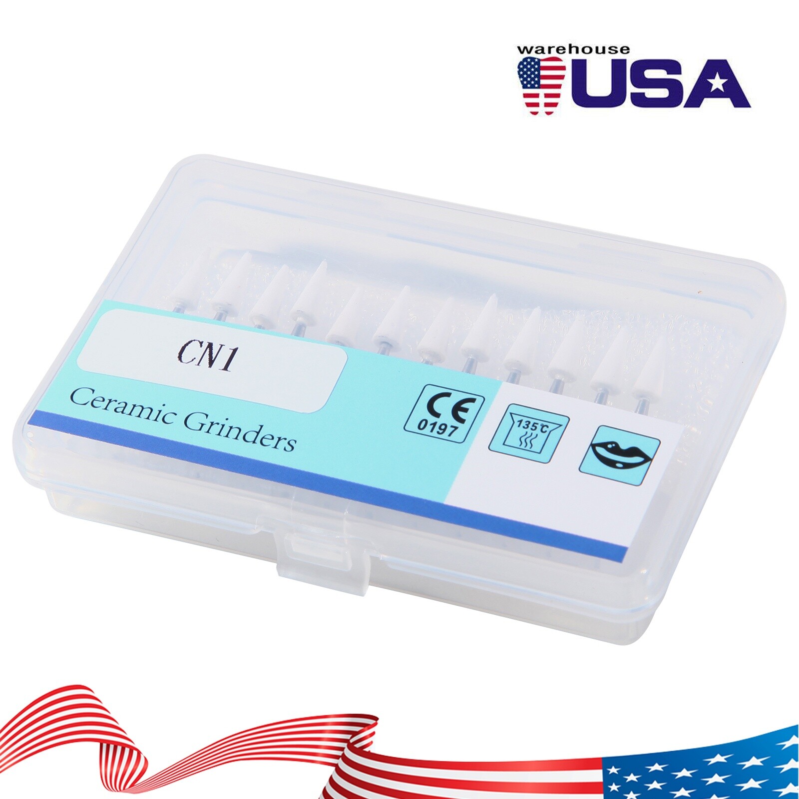 12 Pcs/Box Dental White Polishing Stones Cone Shape FG Burs Arkansas Stone CN1