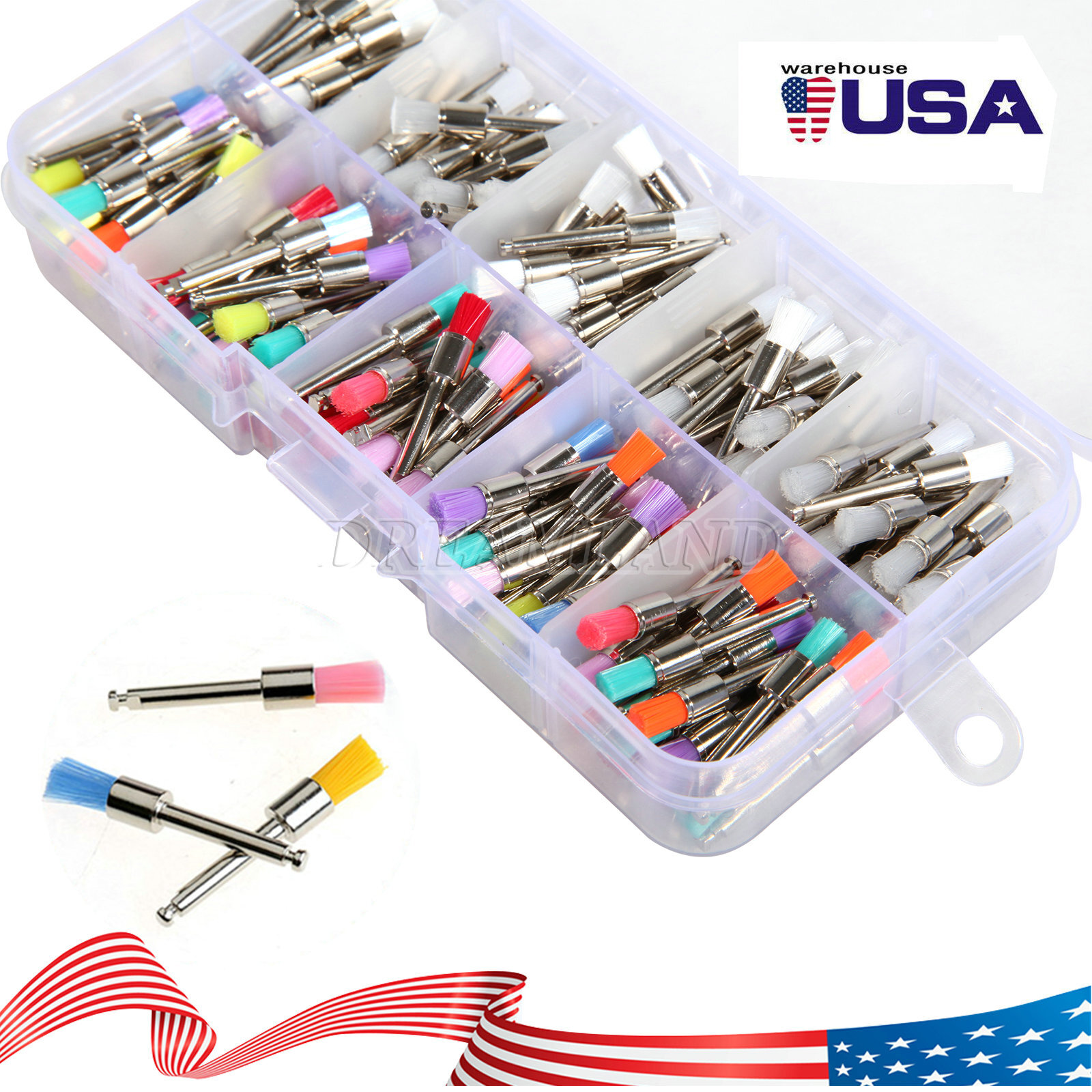 200Pcs Dental Nylon Materials Closure Flat Polishing Prophylaxis Brushes