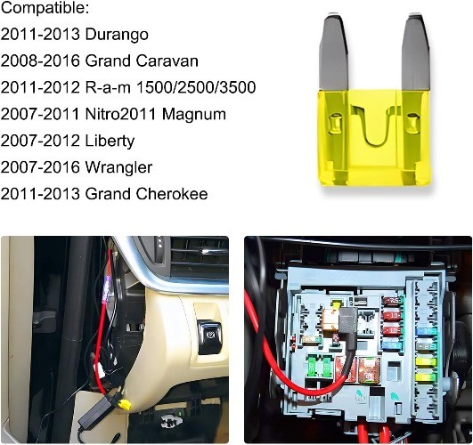 1 PC Car Fuse Adapter with Standard 14 AWG Wire, 20 Amp Bypass Cable and Puller