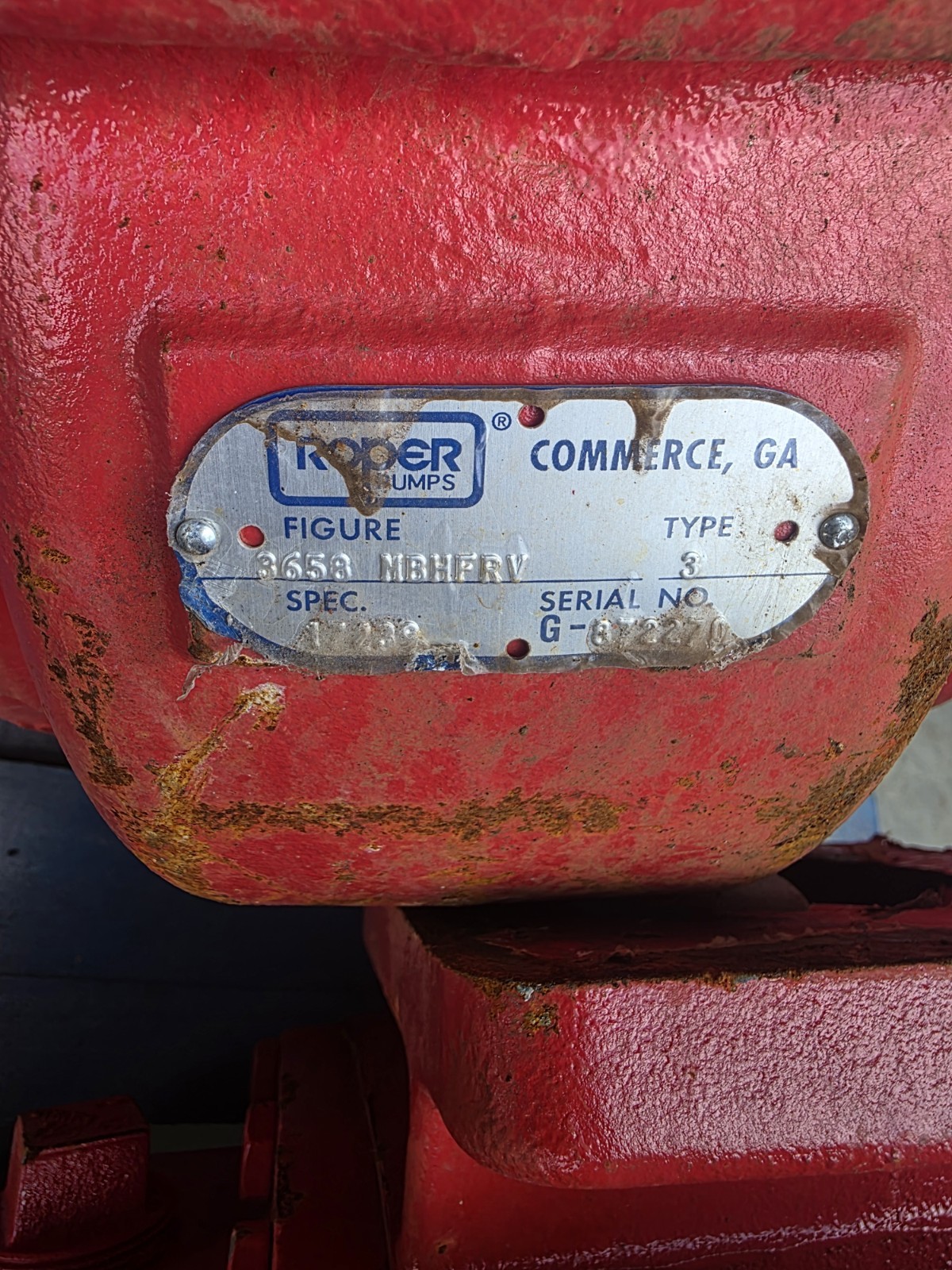 Roper 3652 MBHFRV Type 3 Positive Displacement Gear Pump Hydraulic Drive BROKEN