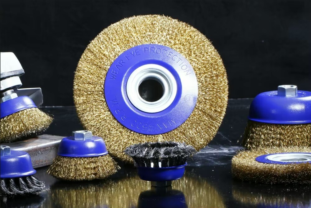 1 x 8″ INCH ROUND BRASS WIRE BRUSH WHEEL FOR BENCH GRINDER | RUST/PAINT REMOVAL