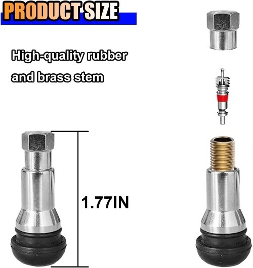 5PCS Car Tire Valve Stems, Aluminium Alloy Snap-in Car Tire Valv Color: Silver