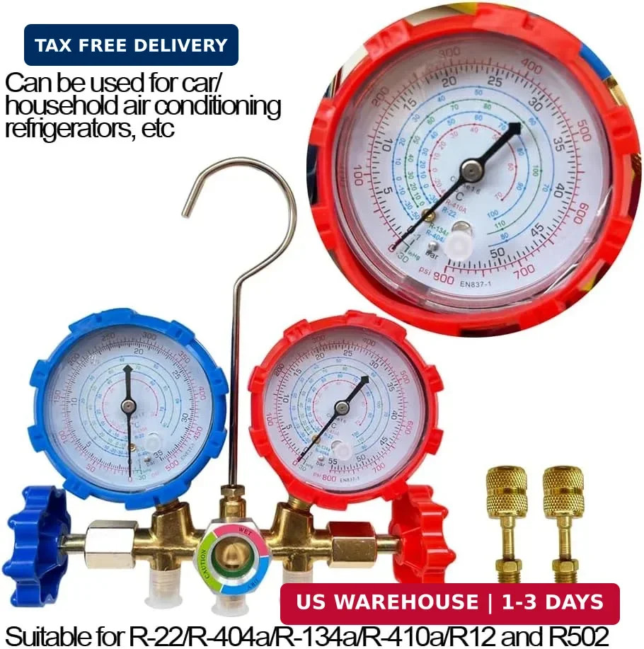 5FT AC Diagnostic Manifold Freon Gauge Set for R410A R404A R22 R134a R12 R22 R50