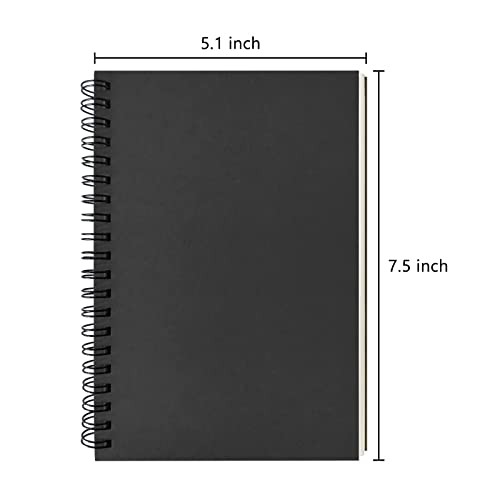 DSTELIN Blank Spiral Notebook 3-Pack Soft Cover Sketchbook 7.5 x 5.1 Black