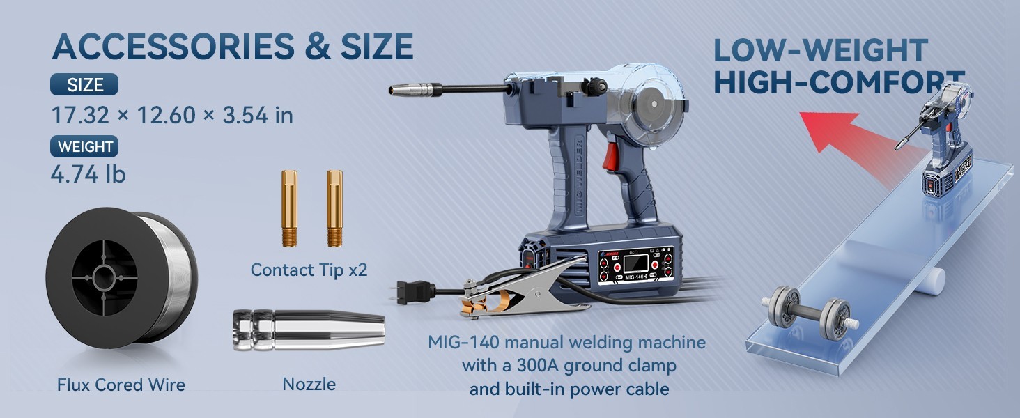 Handheld Flux Core MIG Welder 110V, 140A Portable Welding Machine,Inverter Wire