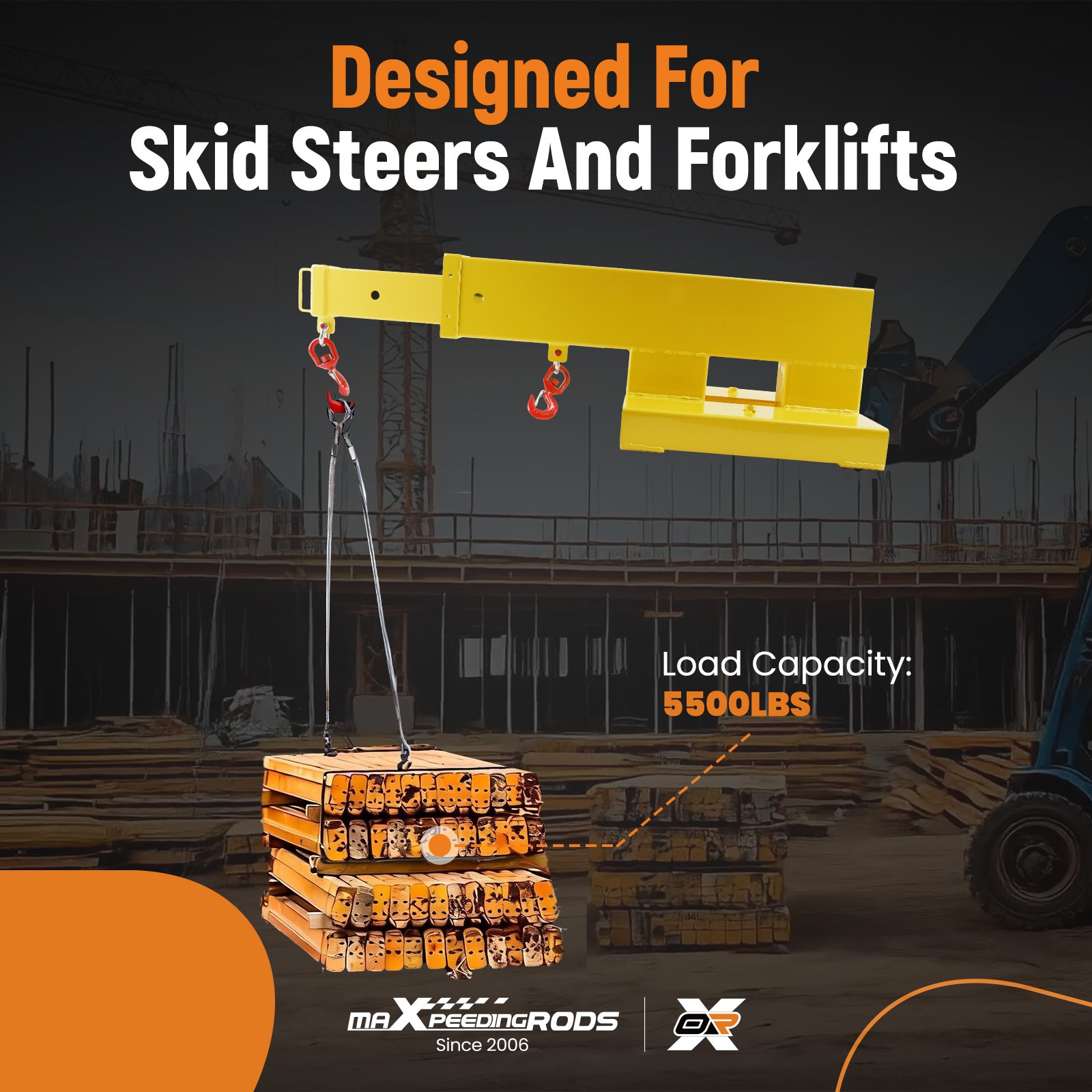 Universal Fit Jib Crane Boom for Forklift Pallet Fork 5500lb 31-79″ Extension