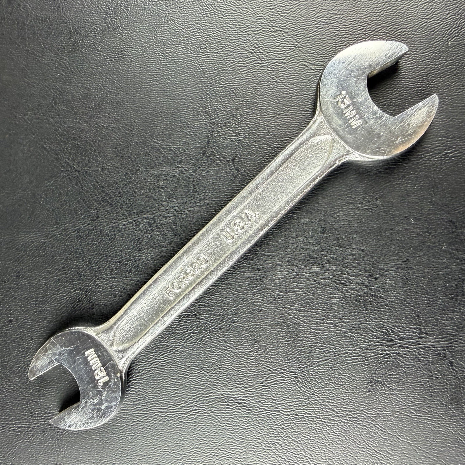 Wizard H2850 12mm x 13mm Open End Wrench Forged USA Vintage Mechanic Tool