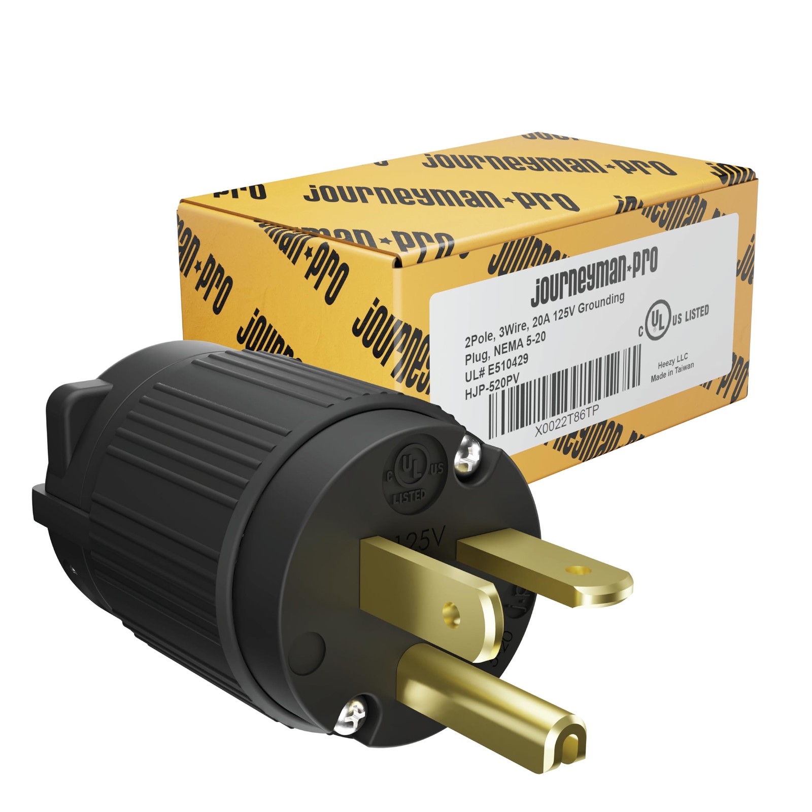 Journeyman-Pro 520PV 20 Amp 120-125 Volt, NEMA 5-20P, 2Pole 3Wire, Straight Blad