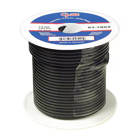 Grote 89-6002 Primary Wire, Gpt, 12 Awg, Copper, Black, Pvc Jacket, Stranded