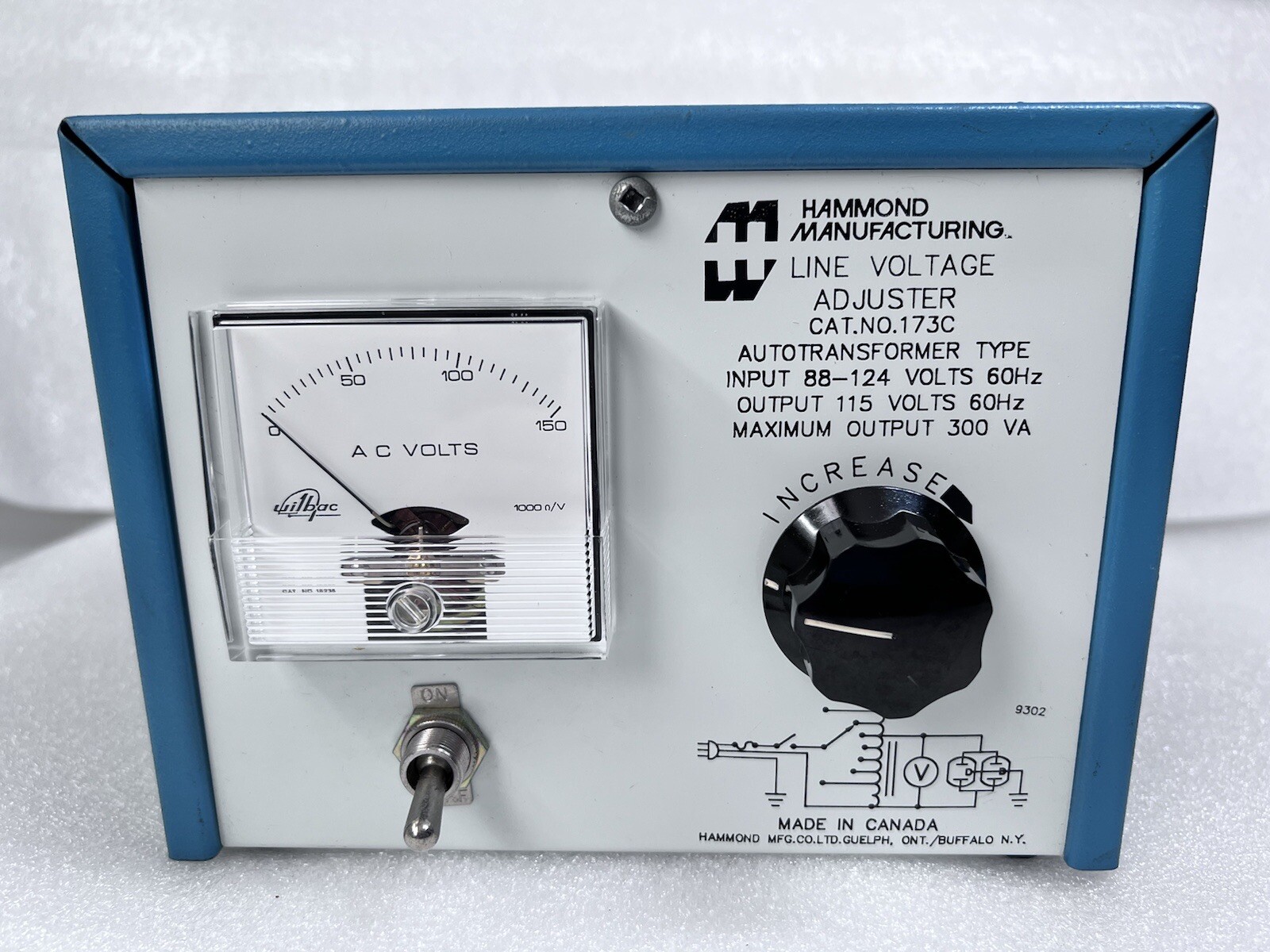 RARE HAMMOND MANUFACTURING LINE VOLTAGE ADJUSTER AUTO TRANSFORMER 173C