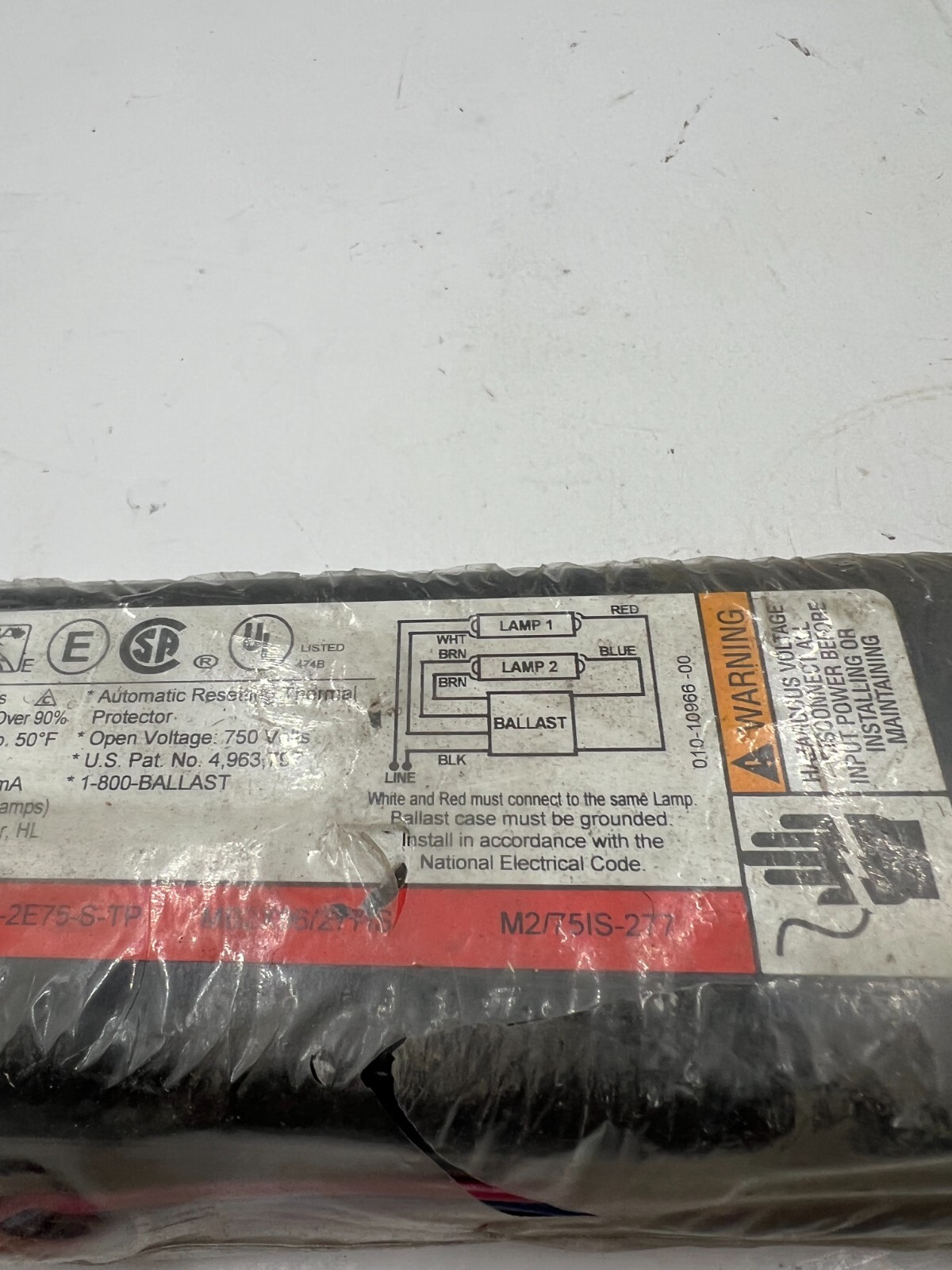 Universal Lighting 827-SLH-TC-P 277V 2 Lamp Slimline F96 F72 T12 Ballast
